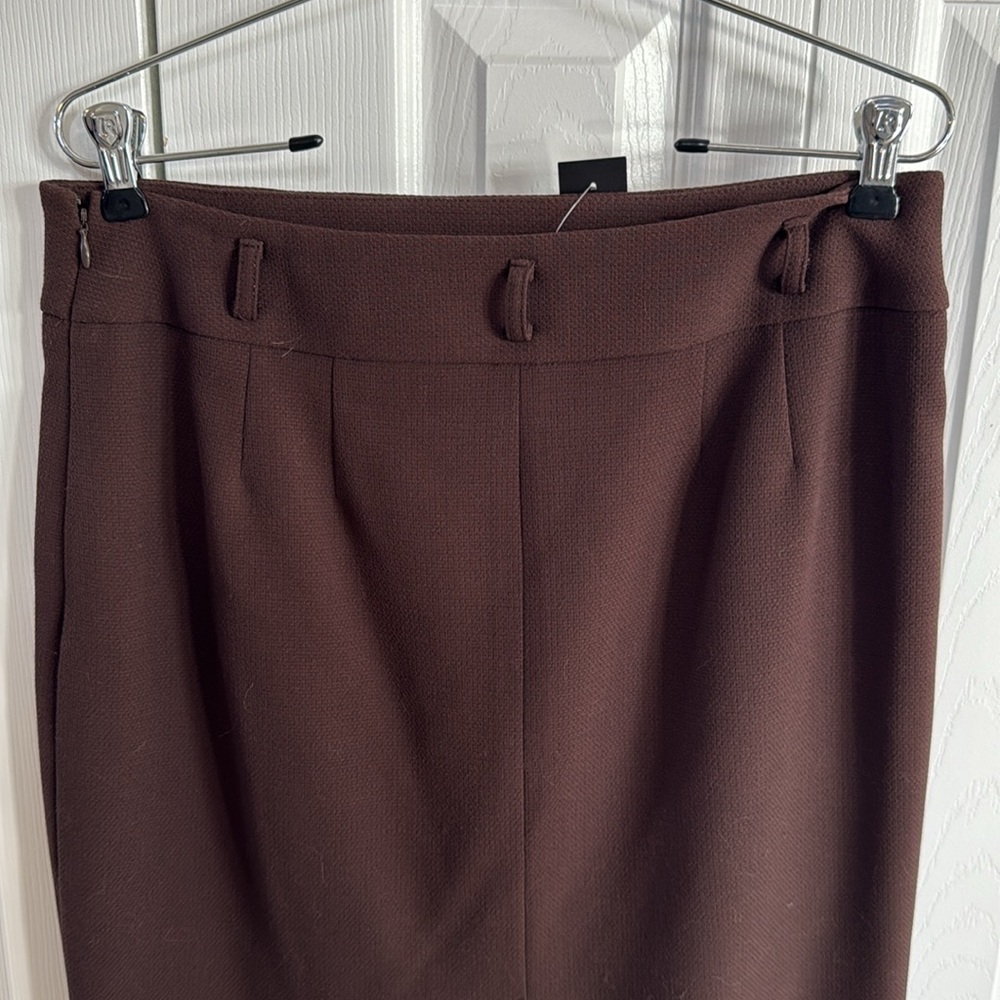 NWT LOFT Chocolate Brown Lined Pencil Skirt w/ Side Zipper & Belt Loops - Size 6 - Picture 4 of 12